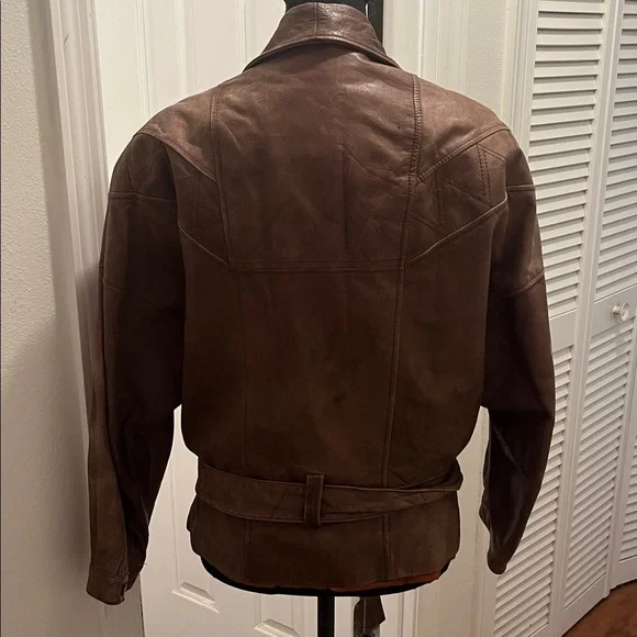 Wilsons Leather Adventure Bound Brown Leather Military Bomber Jacket